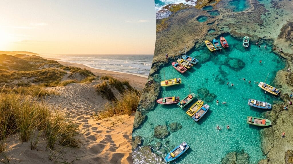 Jericoacoara ou Porto de Galinhas — análise visual detalhada das paisagens nordestinas.