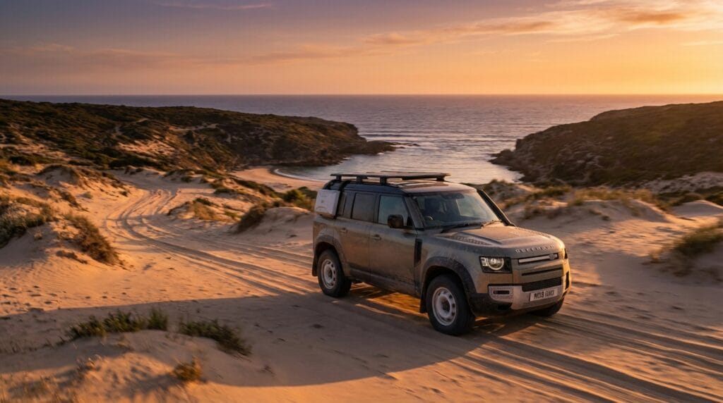 transfer para Jericoacoara — análise visual detalhada de um veículo 4x4 cruzando as dunas cearenses com segurança.