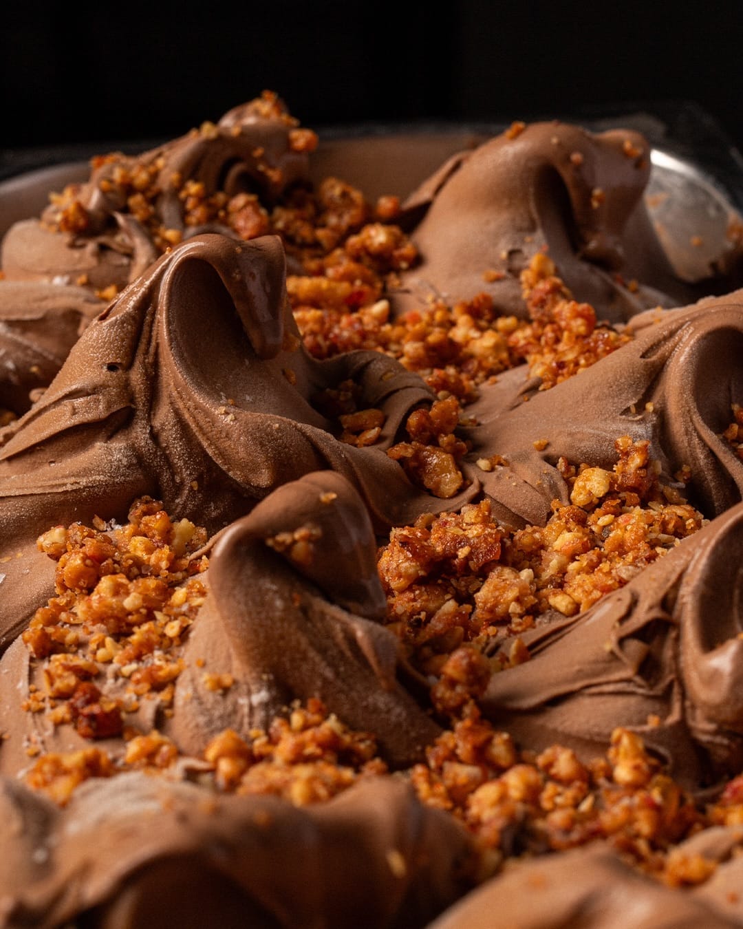 Gelato de chocolate com praliné crocante da Chocolates Rapanui em Bariloche